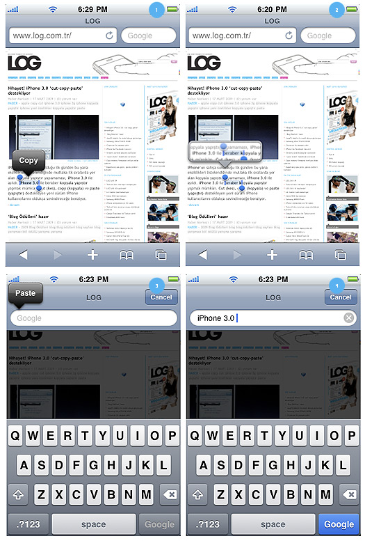 iPhone 3.0 cut copy paste