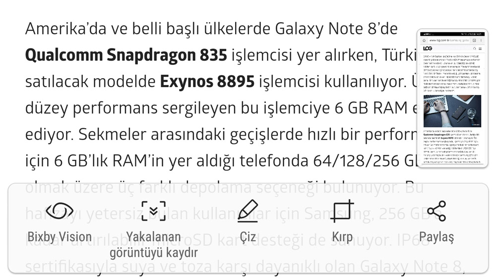 Samsung Galaxy Note 8 ile tek seferde uzun metinlerin