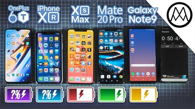 OnePlus 6T, iPhone XR, iPhone Xs Max, Mate 20 Pro ve Galaxy Note 9