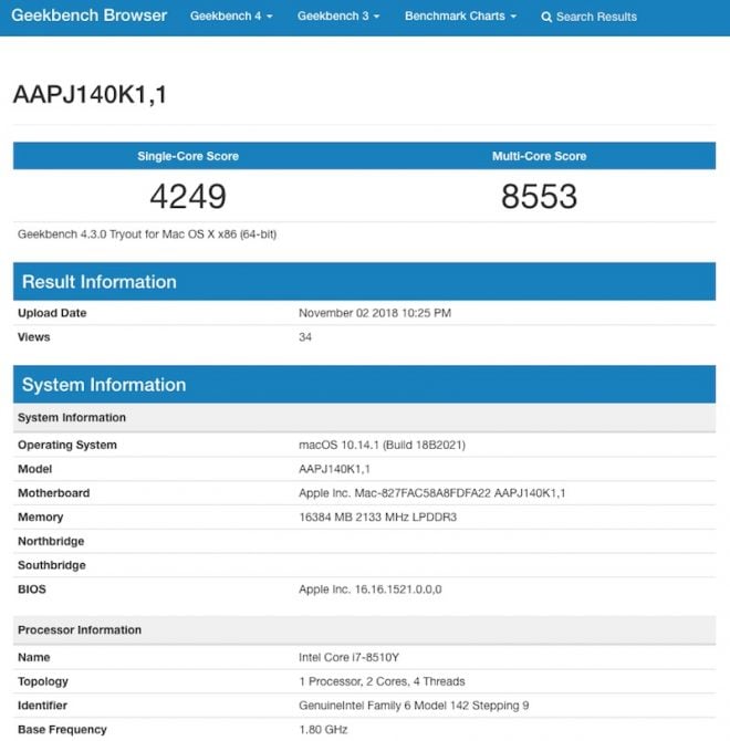 2018 Apple MacBook Air Intel Core i7