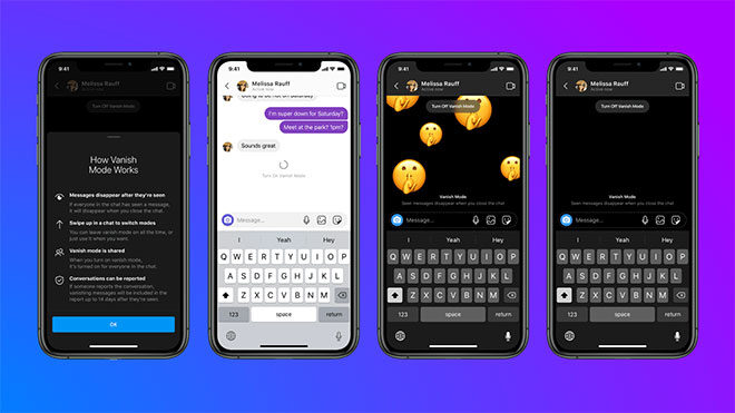 Instagram ve Messenger vanish mode