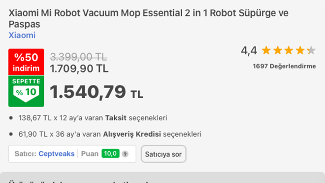 Xiaomi Mi Robot Vacuum Mop Essential 2