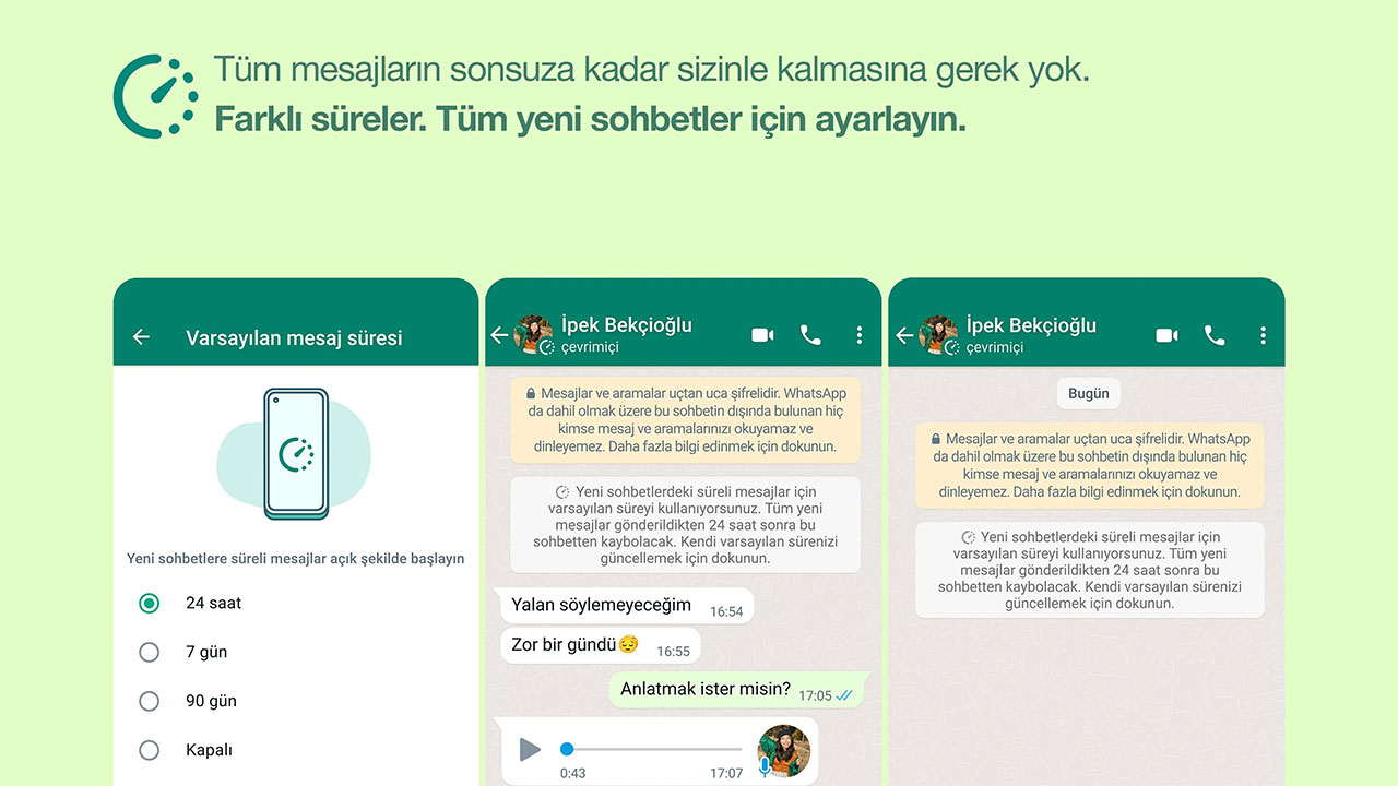 WhatsApp tarafında tüm sohbetler için süreli mesaj imkânı getirildi