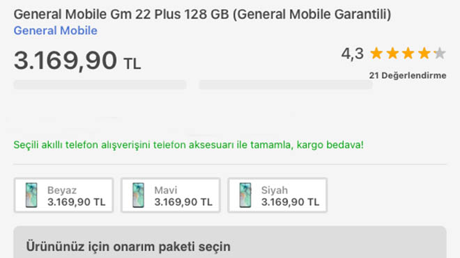 General Mobile GM 22 Plus