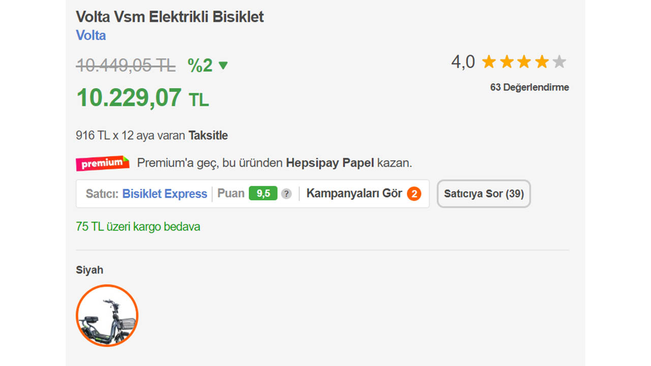 Volta Vsm elektrikli bisiklet