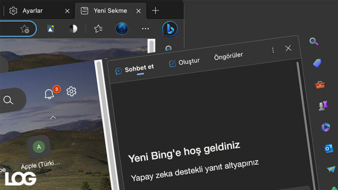 Yeni Bing sohbet botu, Microsoft Edge LOG Görsel