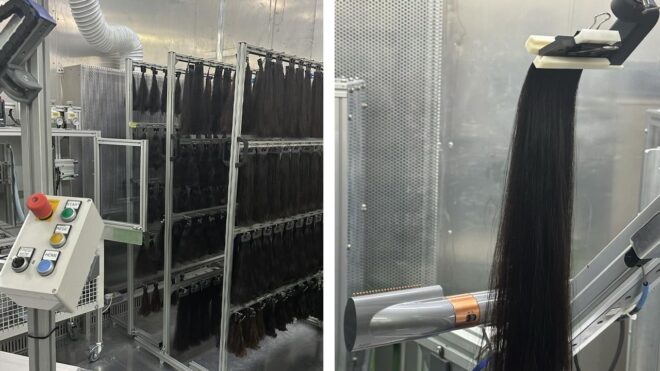 Dyson saç bakım ürünlerinin test edildiği saç bankası