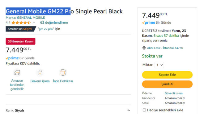 General Mobile GM 22 Pro