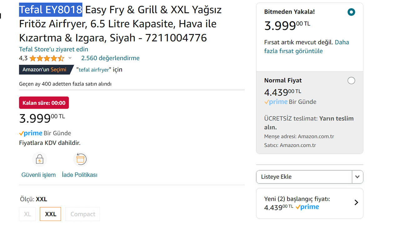 Tefal Easy Fry Grill EY8018