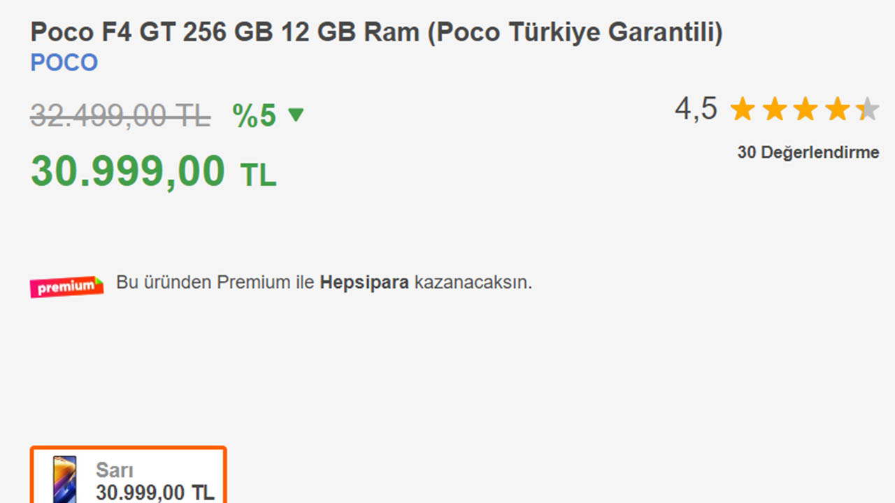 POCO F4 GT için yeni fiyat avantajı [Ocak 2024] - LOG