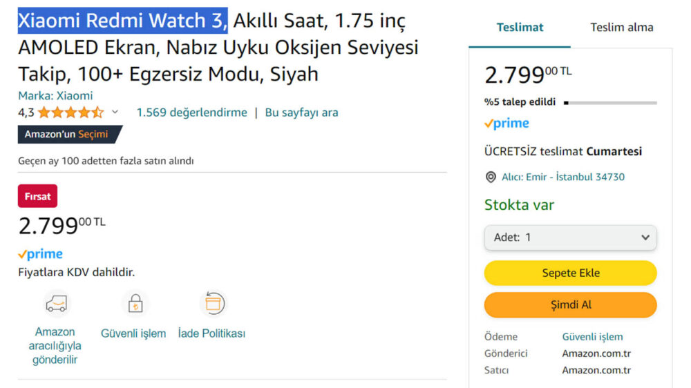 Xiaomi Redmi Watch 3 için yeni fiyat avantajı [Nisan 2024] - LOG