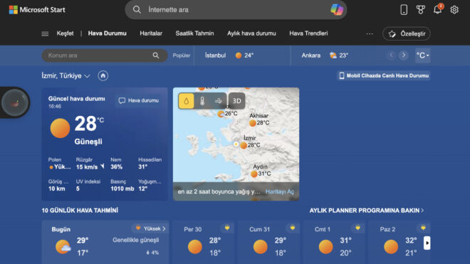 Microsoft Start hava durumu LOG Görsel