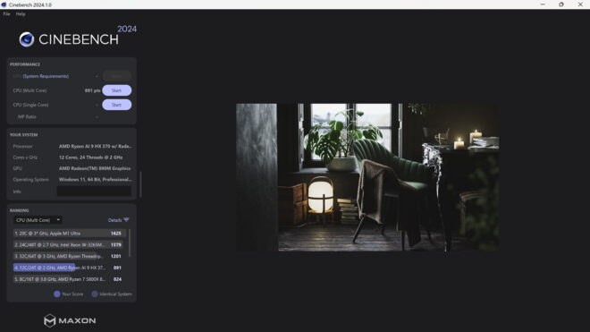 ASUS Zenbook S 16, CINEBENCH testinden çok çekirdek performansına göre 891 puan aldı