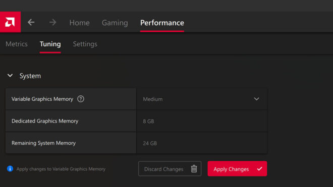 AMD Variable Graphics Memory