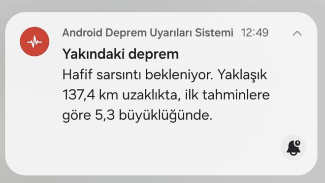 Android deprem uyarı sistemi
