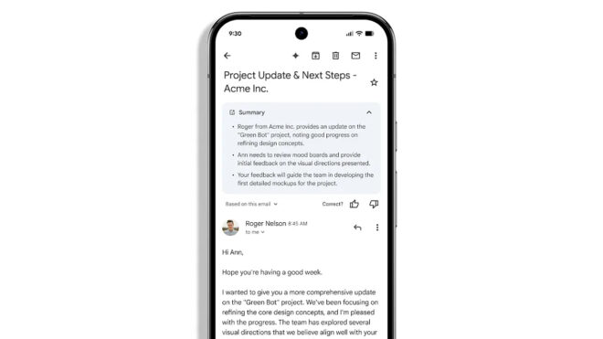 Gmail, e-postalarda artık Gemini tarafından otomatik olarak üretilen özetleri gösteriyor