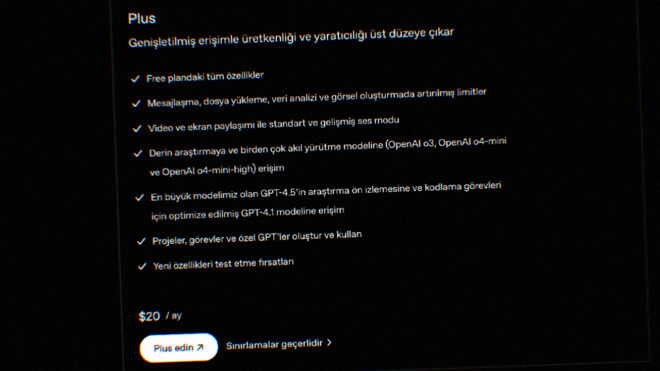 ChatGPT "Plus" için 200 dolarlık yıllık abonelik paketi geliyor