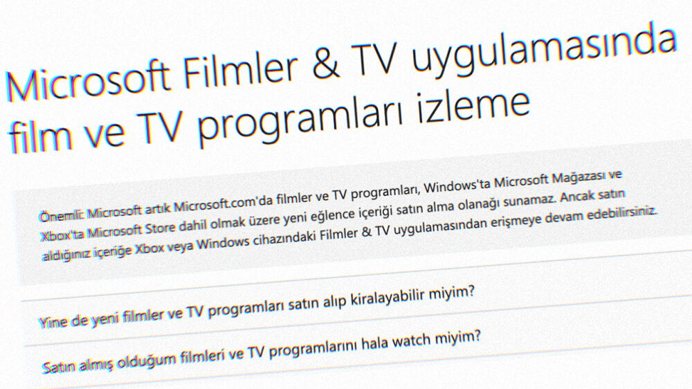 Microsoft, film ve TV programı satışını resmi olarak sonlandırdı LOG