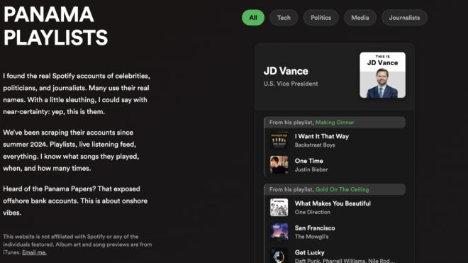Ünlü kişilerin Spotify'da dinlediği müzikleri bulduğunu iddia eden site: "Panama Playlists"