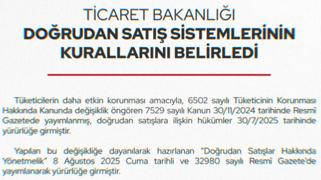 Ticaret Bakanlığı, doğrudan satış sistemlerinin kurallarını belirledi