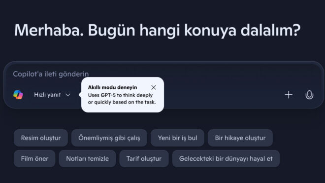 Microsoft GPT-5'i Copilot'a "akıllı mod" altında getirdi