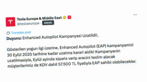Tesla Türkiye, Enhanced Autopilot (EAP) kampanyasını uzattı