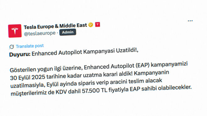 Tesla Türkiye, Enhanced Autopilot (EAP) kampanyasını uzattı