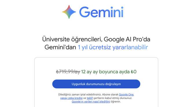 Üniversite öğrencileri, Google AI Pro aboneliğini 1 yıl boyunca ücretsiz olarak kullanabiliyor