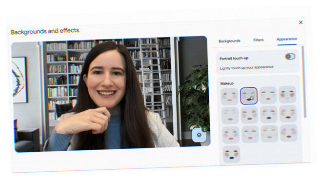 Google Meet, yapay zeka temelli "makyaj" filtreleri kazandı