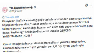 İçişleri Bakanlığı: "%10’luk tolerans payının kaldırıldığı haberleri gerçeği yansıtmamaktadır.