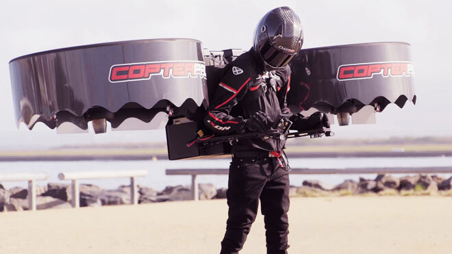 Jetpack modeli CopterPack'in "Gen3" sürümüyle ilk uçuşu gerçekleştirildi. Uzun yıllardır geliştirilen araç, geleceğin kişisel ulaşım araçlarından biri olabilir.