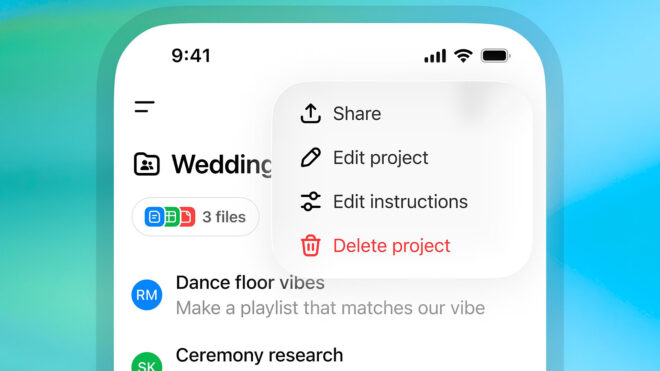 ChatGPT için sunulan "Projeler" özelliği herkese açıldı
