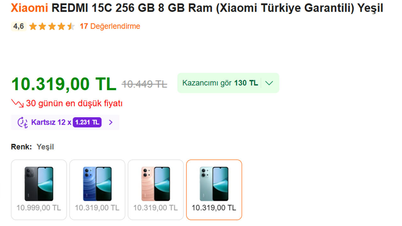 Redmi 15C için yeni fiyat avantajı [Ekim 2025] - LOG