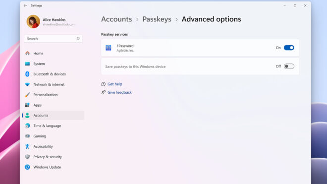 Windows 11 artık 1Password geçiş anahtarlarını doğrudan destekliyor.