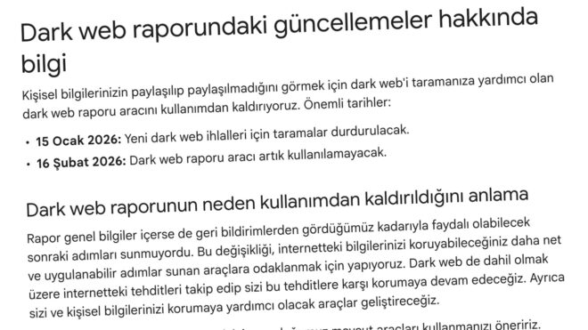Google, “Dark web raporu” aracını kapatma kararı aldı