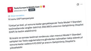 Tesla Türkiye, yıl sonu "EAP" kampanyasını duyurdu