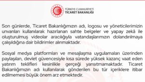 Ticaret Bakanlığı, "dolandırıcılık" uyarısında bulundu