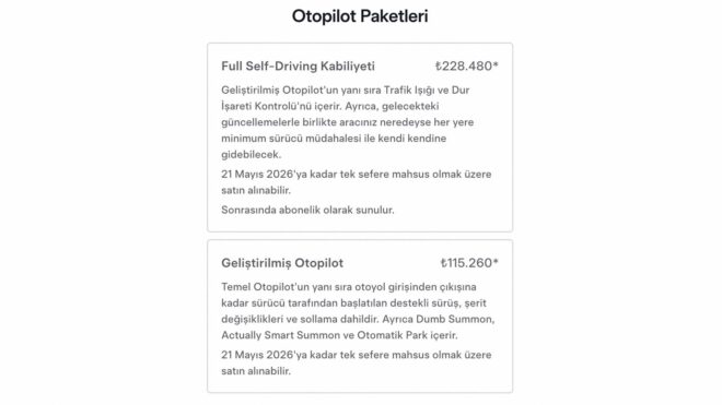 Tesla Türkiye, 21 Mayıs’ta tek seferlik “FSD” ve “Geliştirilmiş Otopilot” satışlarını durduracak