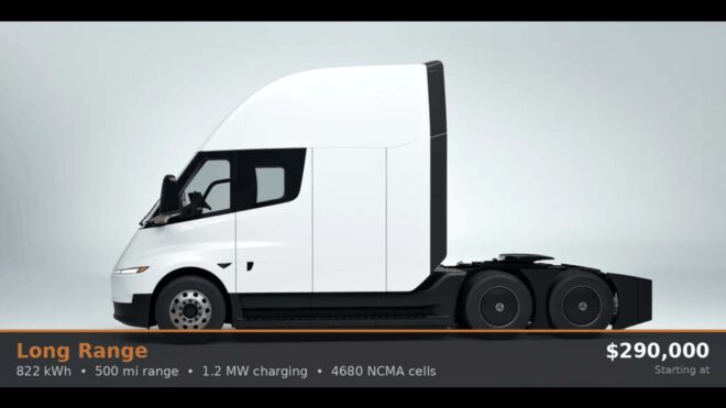 Tesla Semi için sunulan batarya kapasiteleri belli oldu