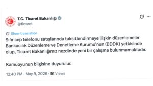Ticaret Bakanlığı: "Sıfır cep telefonu satışlarında taksitlendirmeye ilişkin yeni bir çalışamız bulunmuyor"