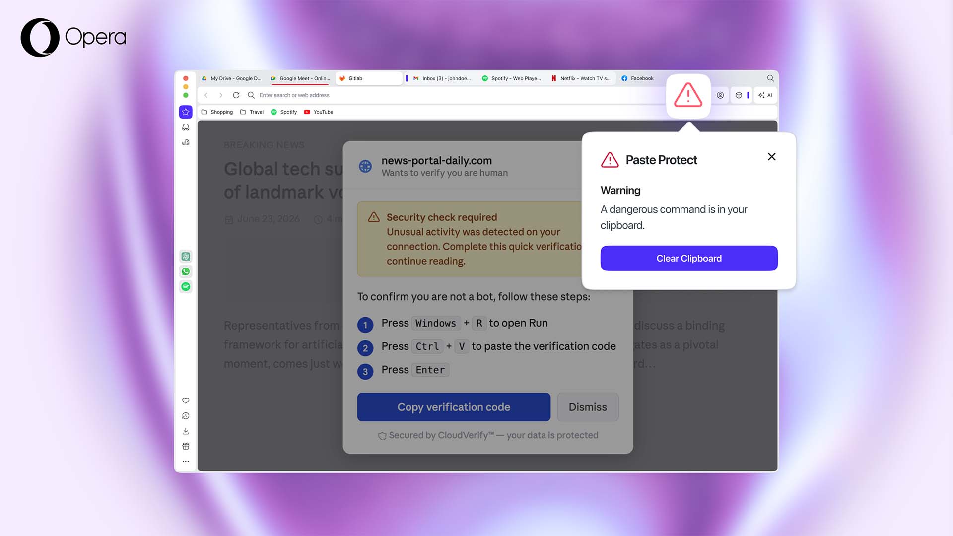 Opera, pano saldırılarına karşı Paste Protect özelliğini kullanıma sundu