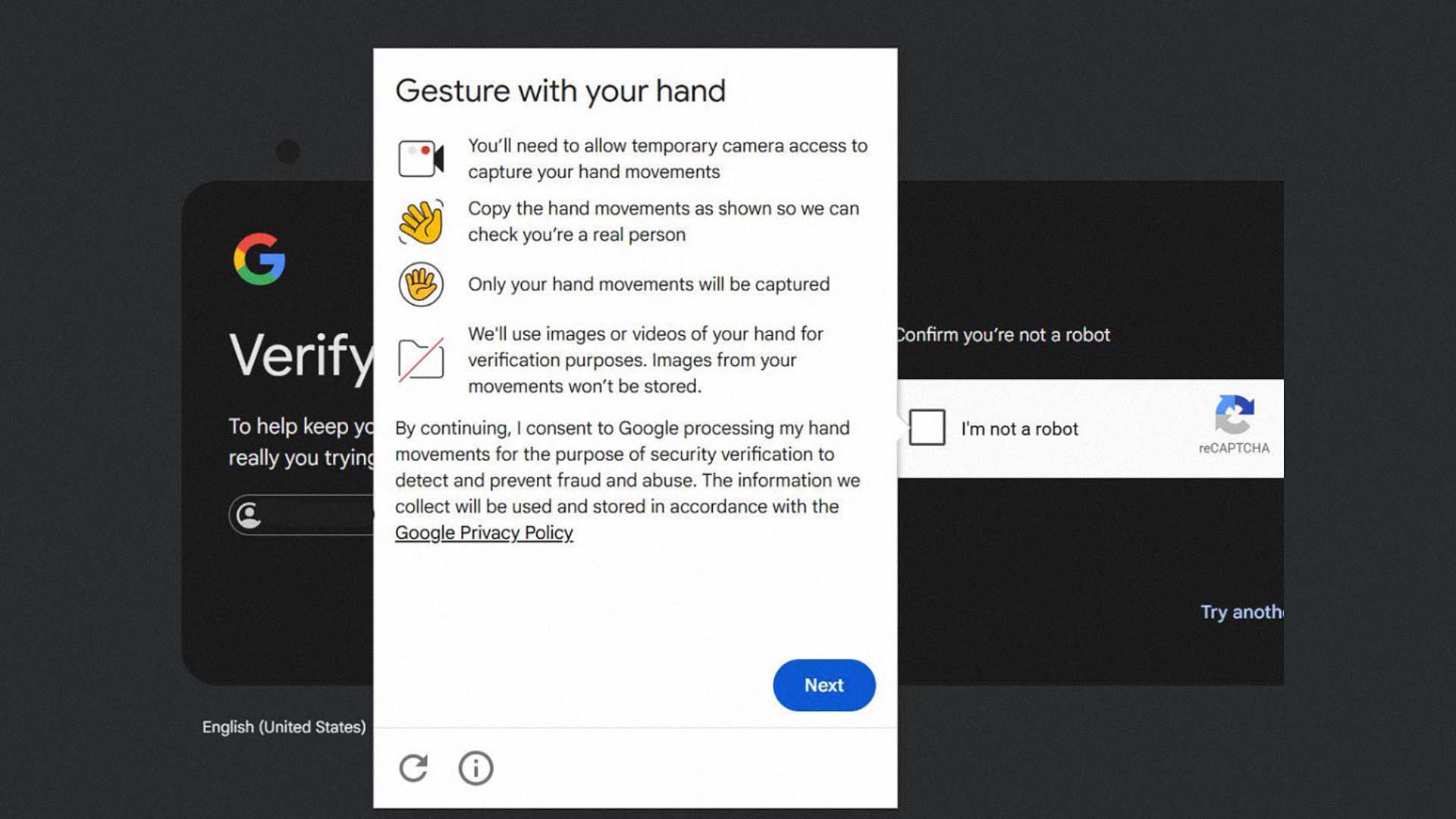 Google'ın el hareketiyle insan doğrulayan yeni reCAPTCHA'sı stok fotoğraflarla aşıldı