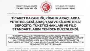 Ticaret Bakanlığı, araç kiralama standartlarını yeniden düzenlendi