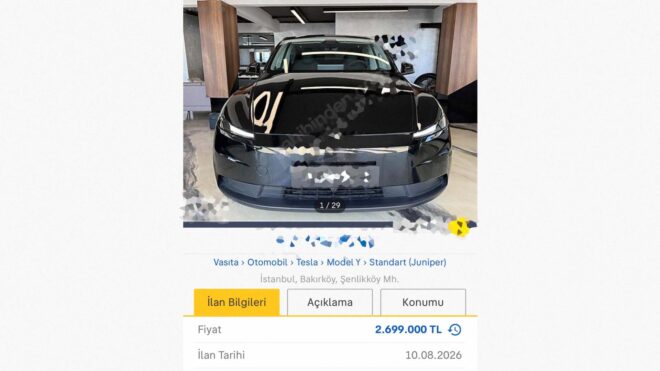 Standart Tesla Model Y'yi 2.7 milyon TL’den ilana koyan bir galeriye, bazı diğer ihlallerle birlikte toplam 434 bin TL ceza kesildi