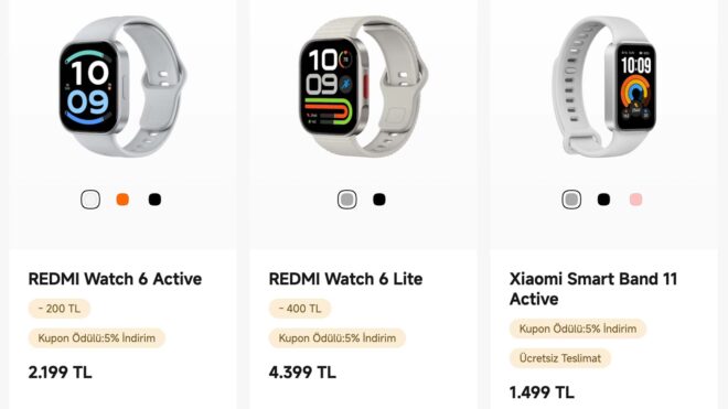 Redmi Watch 6 Active, Redmi Watch 6 Lite ve Xiaomi Smart Band 11 Active Türkiye’de satışa sunuldu