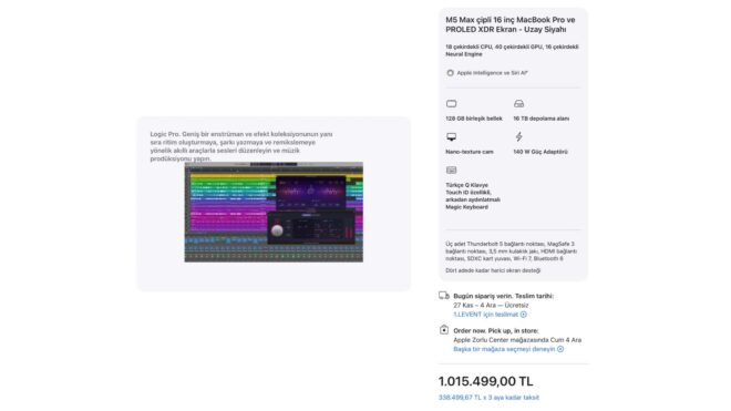 Dokunmatik OLED ekranlı yeni MacBook Pro, 1 milyon TL’ye kadar özelleştirilebiliyor